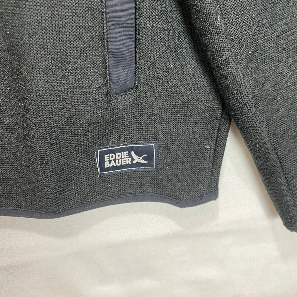 Eddie Bauer Quarter Snap‎ Fleece Pullover Mens XL Gray Textured Knit Mock Neck